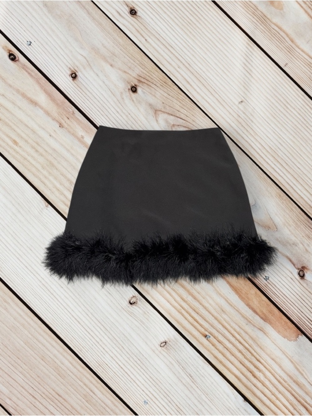 Forever 21 Black Mini Skirt with Feather Trim